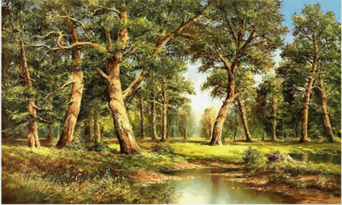 Моя роща - солнечный день, вода, дуб - предпросмотр