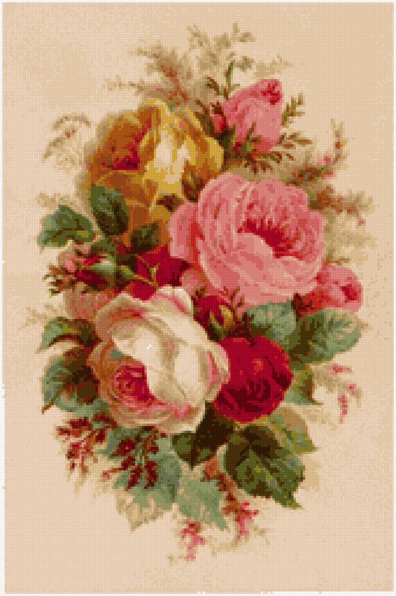 панно "Розы" - акварель, розы, цветы, натюрморт, рисунок - предпросмотр