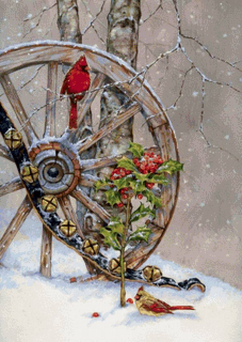Птицы - зимы, ягоды, снег, птицы - предпросмотр