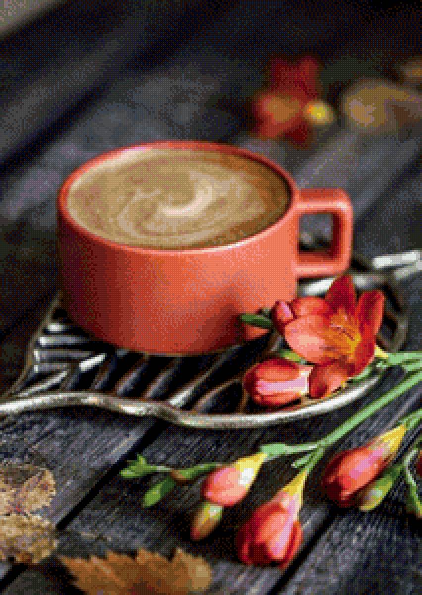 Кофе - кофе, цветы, чашка - предпросмотр
