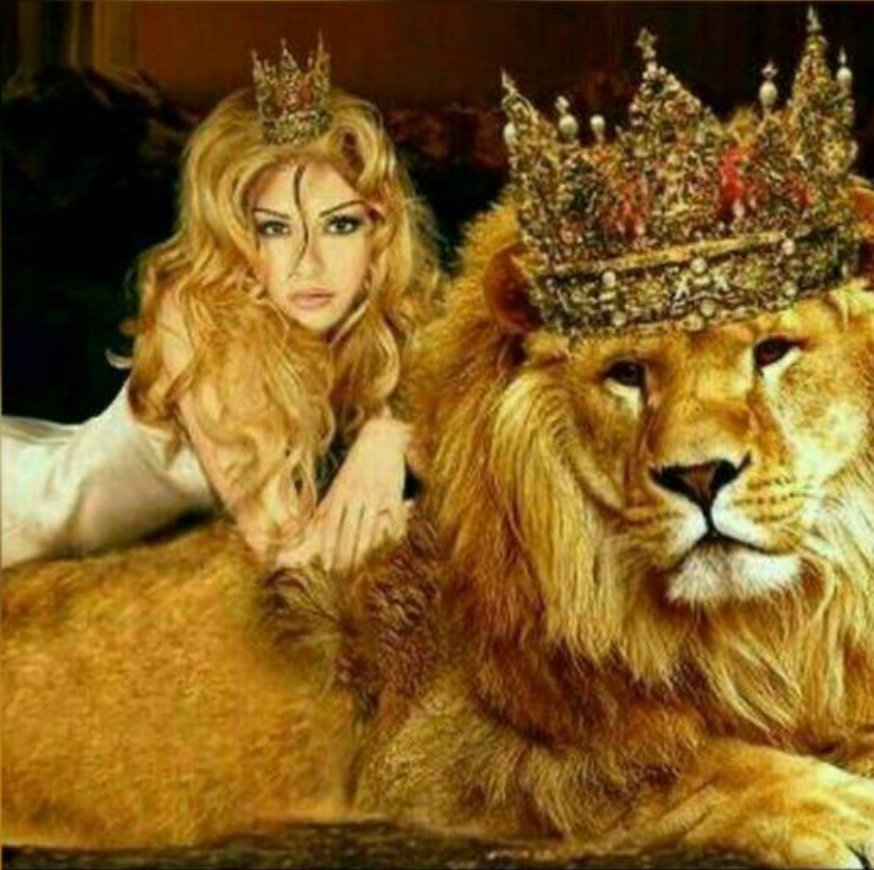 Царь - люди, лев, девушка, животные, женшина - оригинал