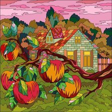 Схема вышивки «деревня»