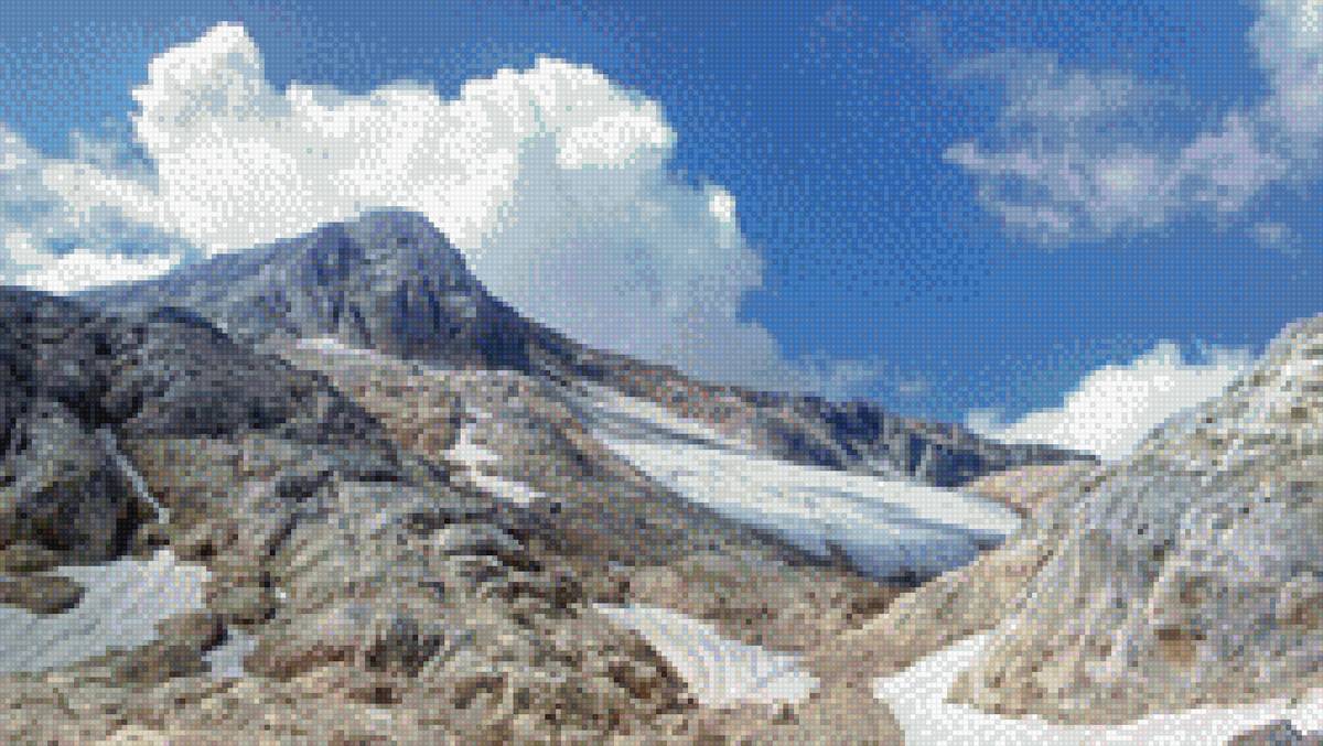 Горная вершина - горы, снег, небо, облака. - предпросмотр