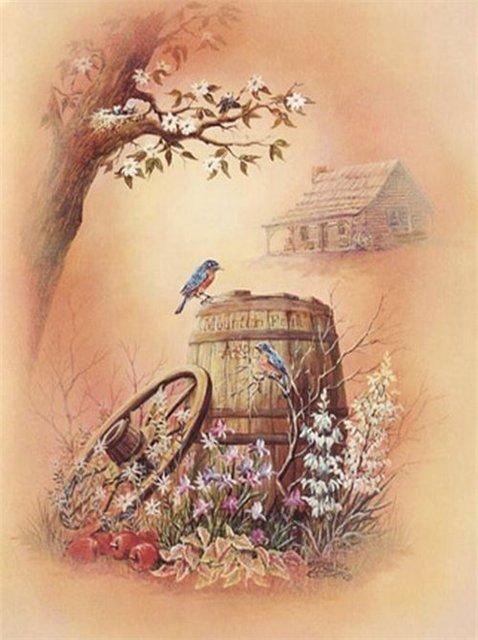 Декупаж - декупаж, птицы, домик - оригинал