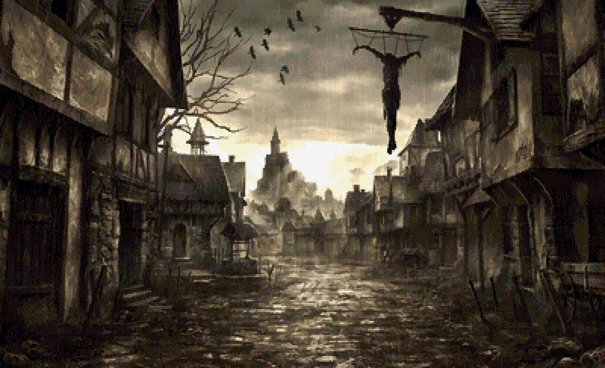 Призраки прошлого. Город повешенных. Рассвет - город, готика, рассвет, пейзаж, тень, призраки прошлого - предпросмотр
