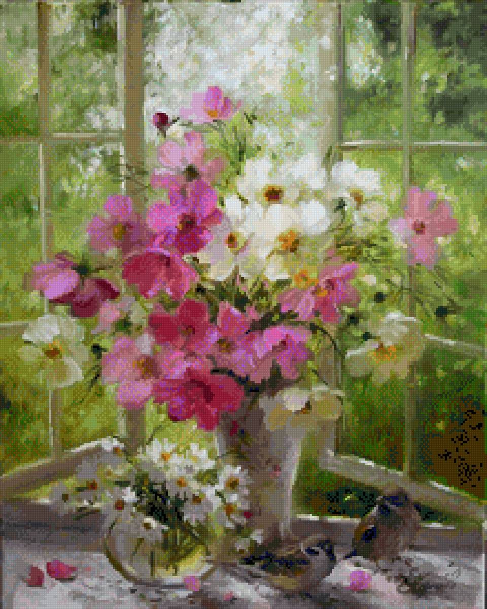 Лето-лето - букет, лето, воробьи - предпросмотр