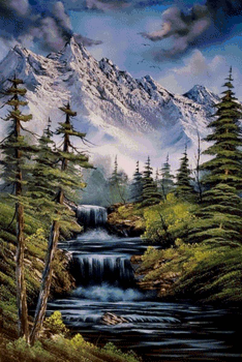 Водопад - водопад, горы, лес - предпросмотр