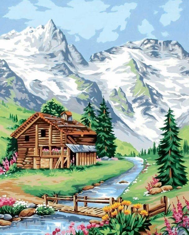 Домик в горах - природа, горы, дом - оригинал