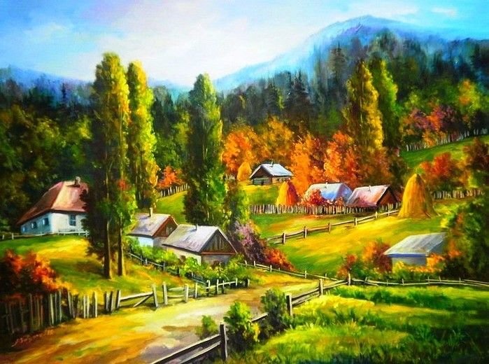 деревня - деревенский пейзаж, лето - оригинал