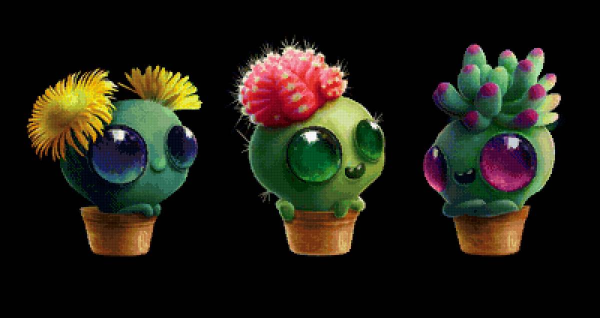 Весёлые суккуленты - суккуленты, с глазами, кактусы, цветущие - предпросмотр