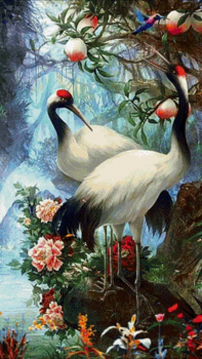 Журавли - цветы, птицы, припрода - предпросмотр