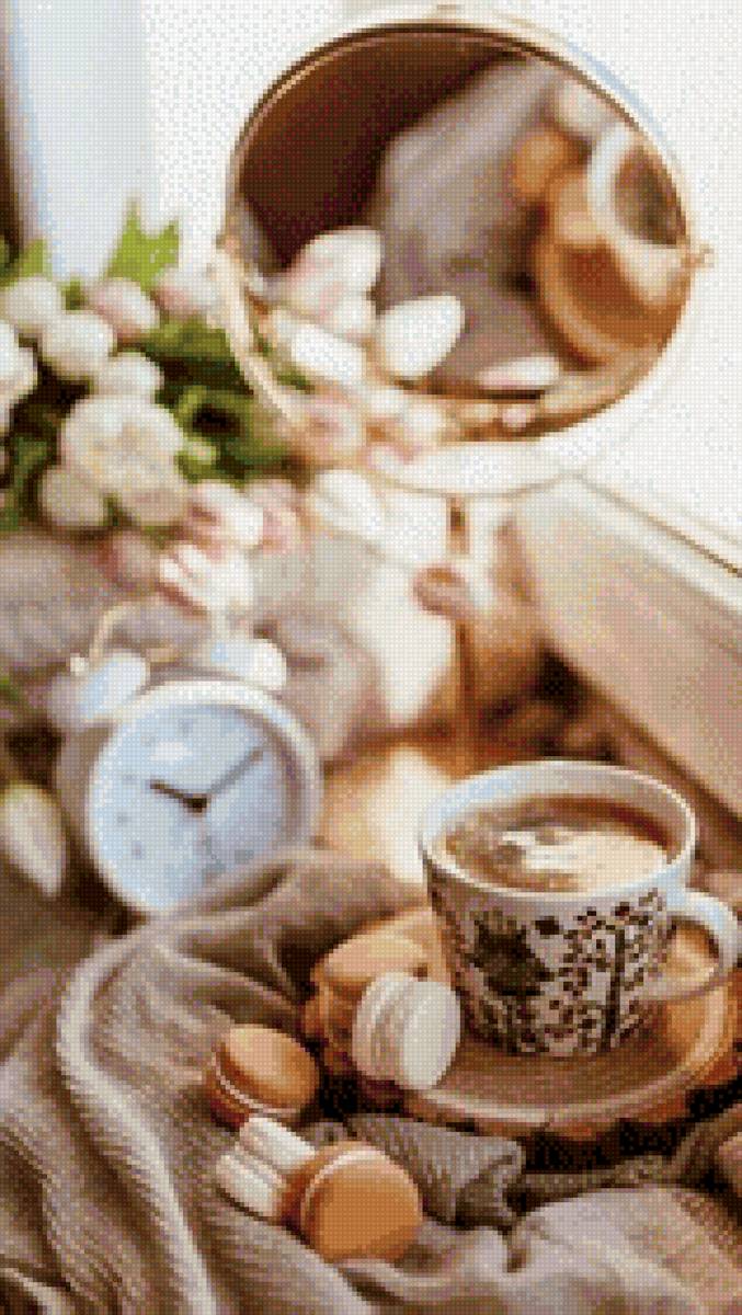 Кофе - чашка, макарони, кофе - предпросмотр