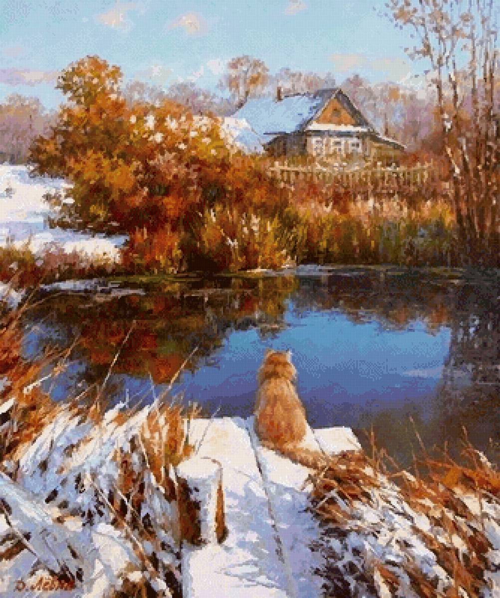 №2547458 - пруд, осень, кот - предпросмотр