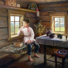 Схема вышивки «Русь, изба, дети, пнк»