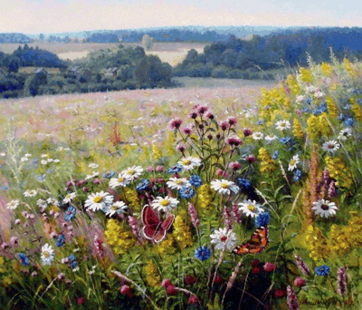 №2547465 - лето, бабочки, пейзаж, цветы, луг, деревня - предпросмотр