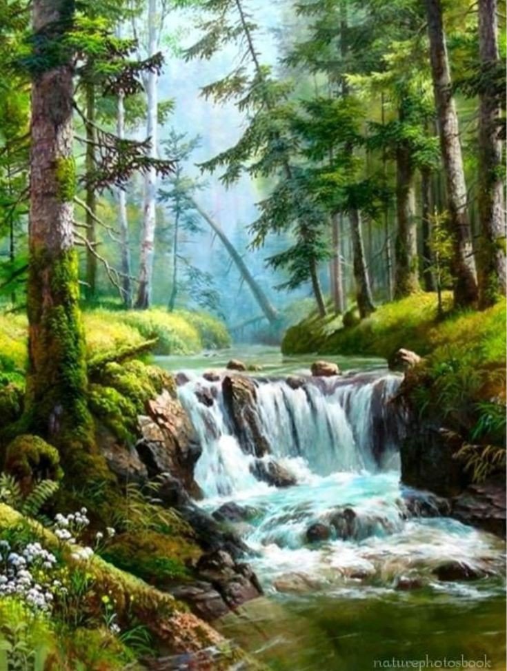 Лес - водопад, пейзаж, лес, природа - оригинал