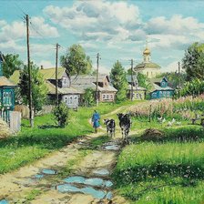 Схема вышивки «Деревня летом. Владимир Петров»