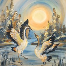 Схема вышивки «журавли»