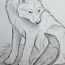 Схема вышивки «Волк и ворон»