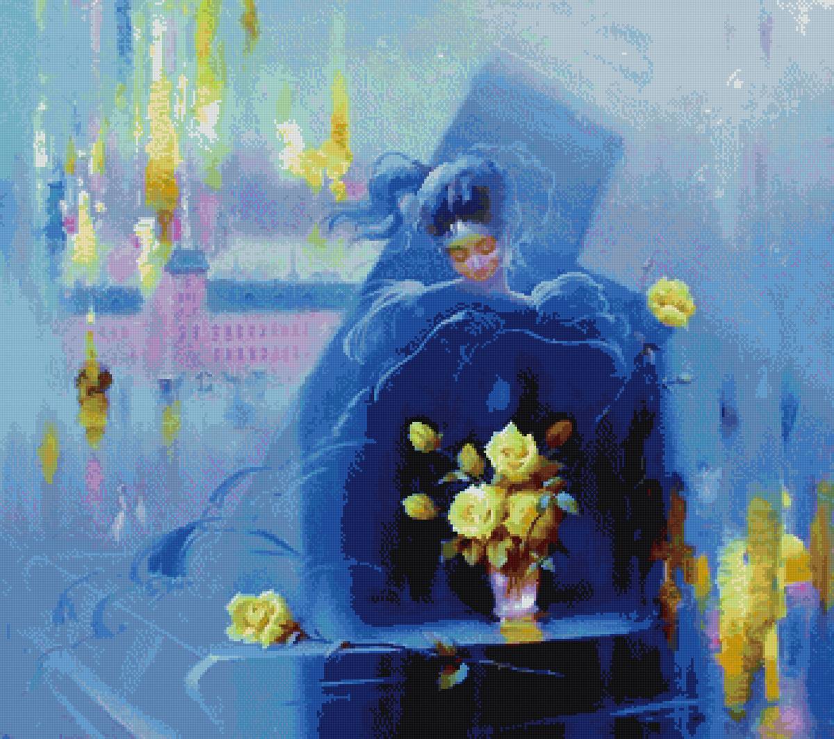 девушка, акварель пнк - предпросмотр