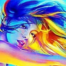 Схема вышивки «девушка, акварель пнк»