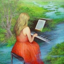 Схема вышивки «девушка, акварель пнк»