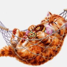 Схема вышивки «Кот в гаммаке»