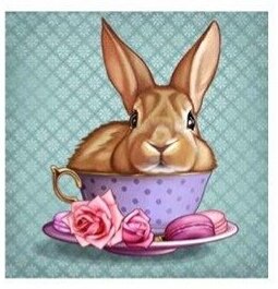 Кролик в чашке - чашка, розы, кролик - оригинал