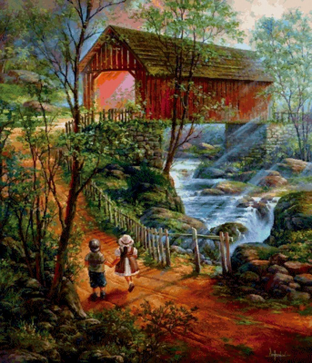 №2551237 - мост, дети, река - предпросмотр