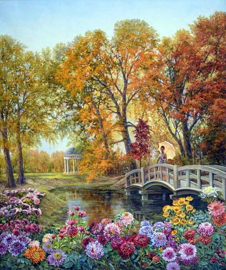 №2551347 - осень, беседка, мост, река - оригинал