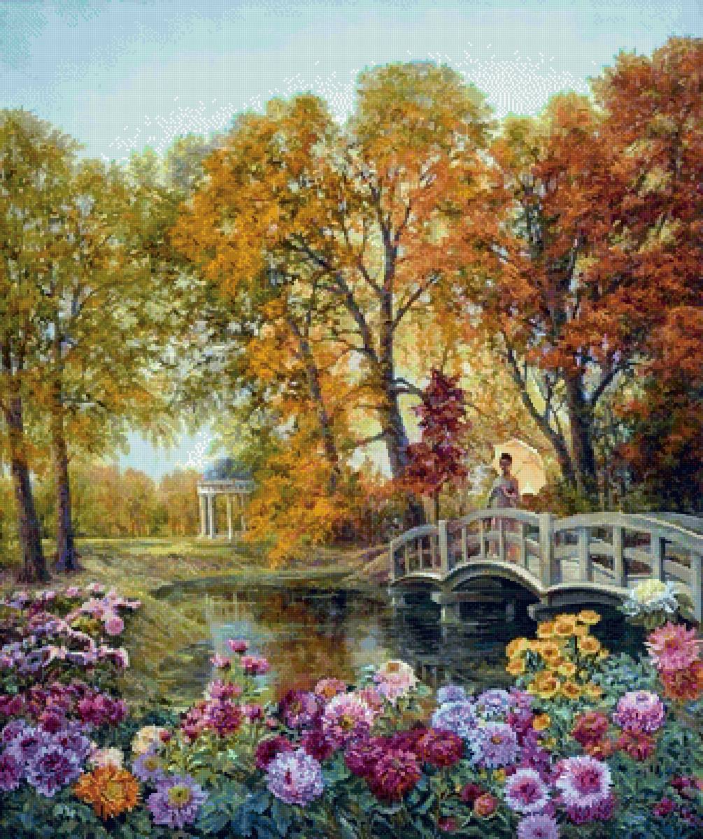 №2551347 - осень, беседка, река, мост - предпросмотр