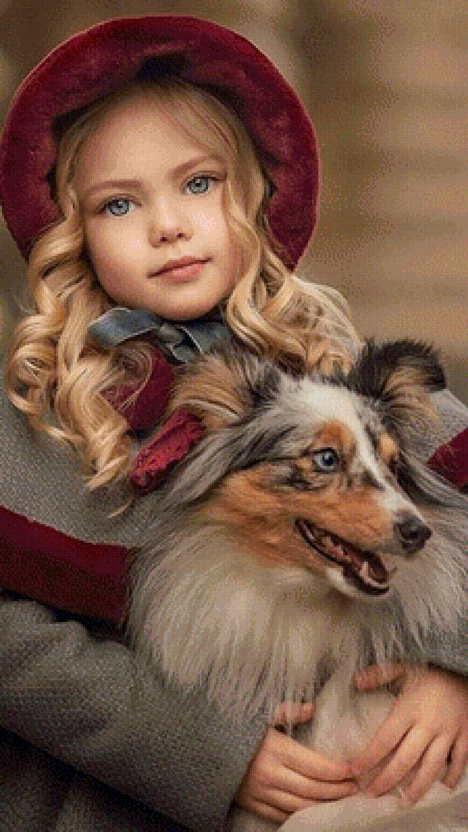 Девочка и собака - предпросмотр