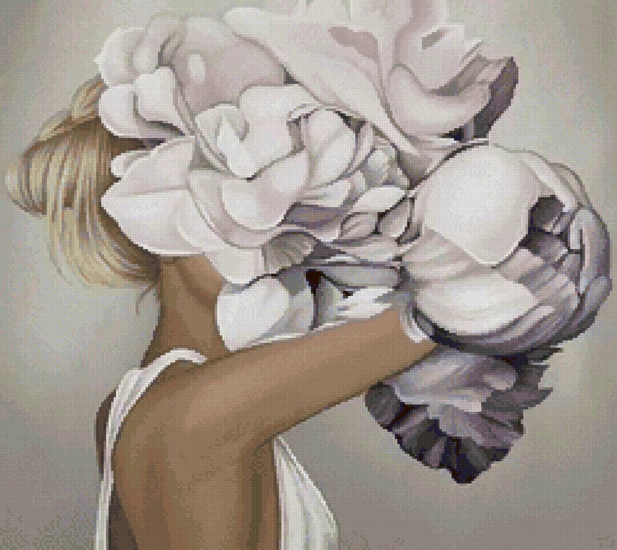 Девушка с цветами - люди - предпросмотр