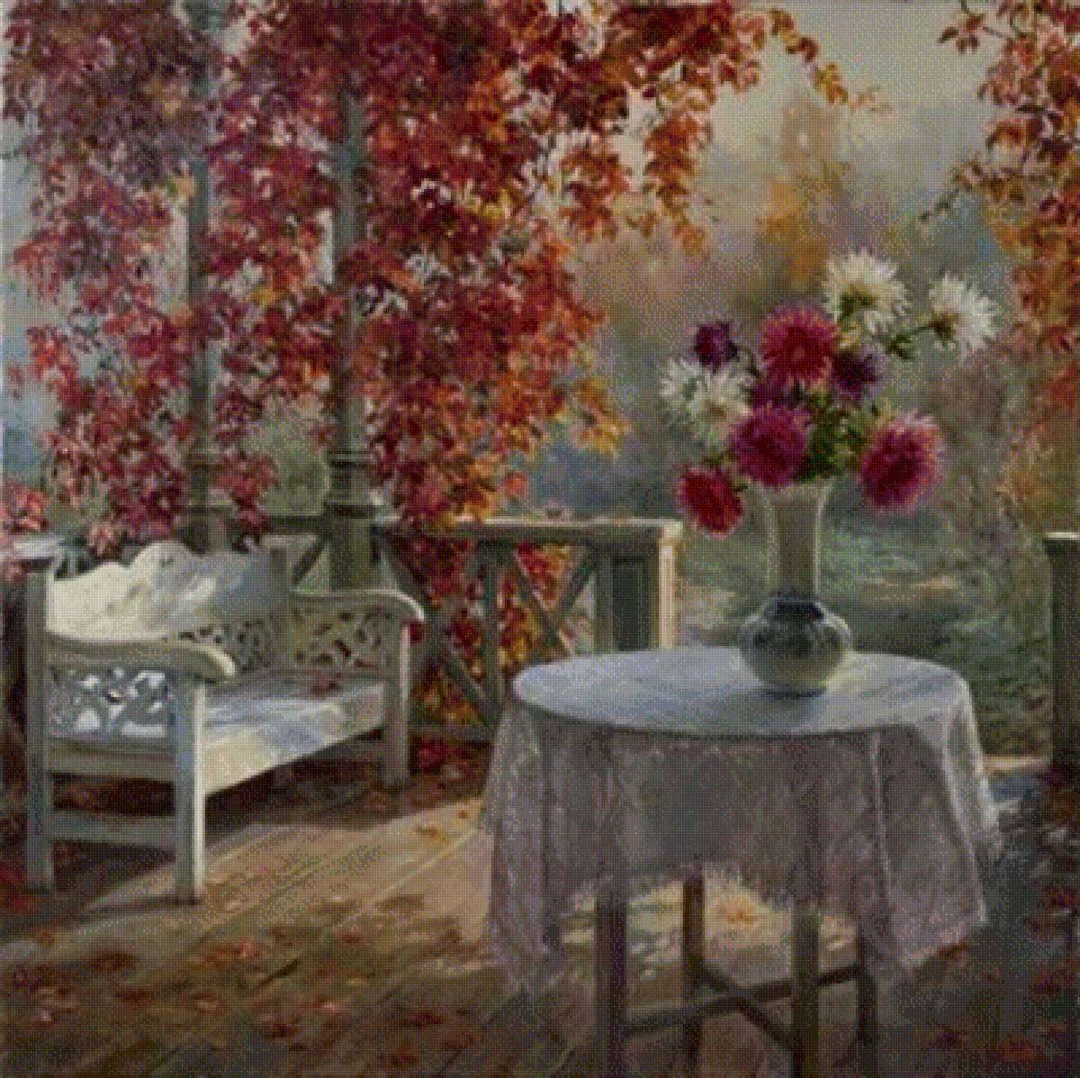 Картина - бжезовский, беседка, скамейка - предпросмотр