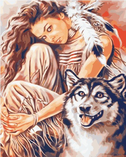 девушка с волком - девушка - оригинал