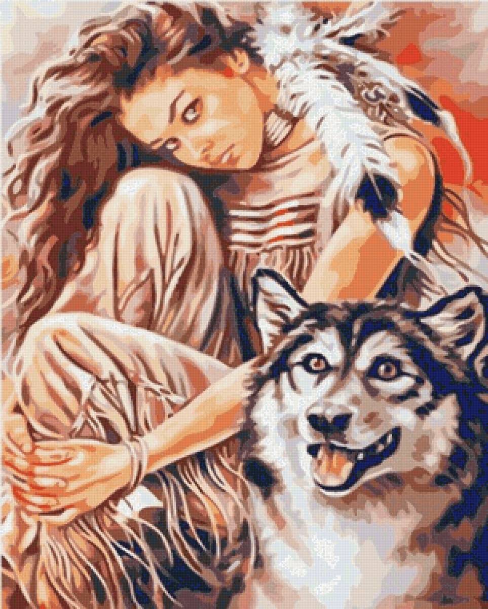 девушка с волком - девушка - предпросмотр