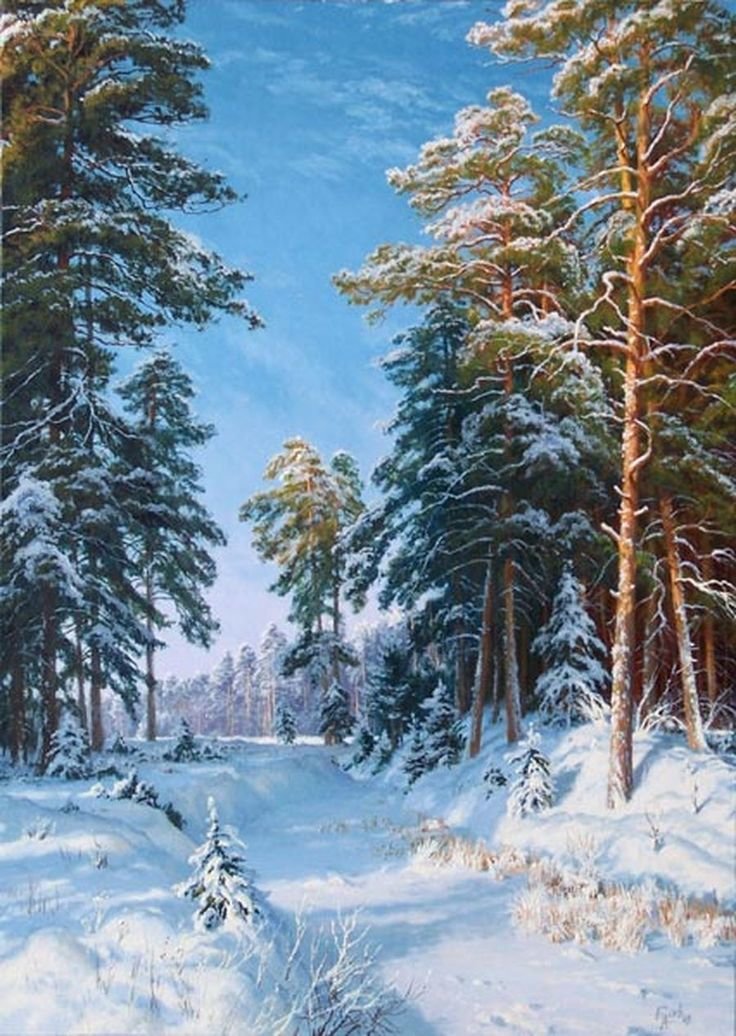 Зима. Сергей Басов - русские художники - оригинал