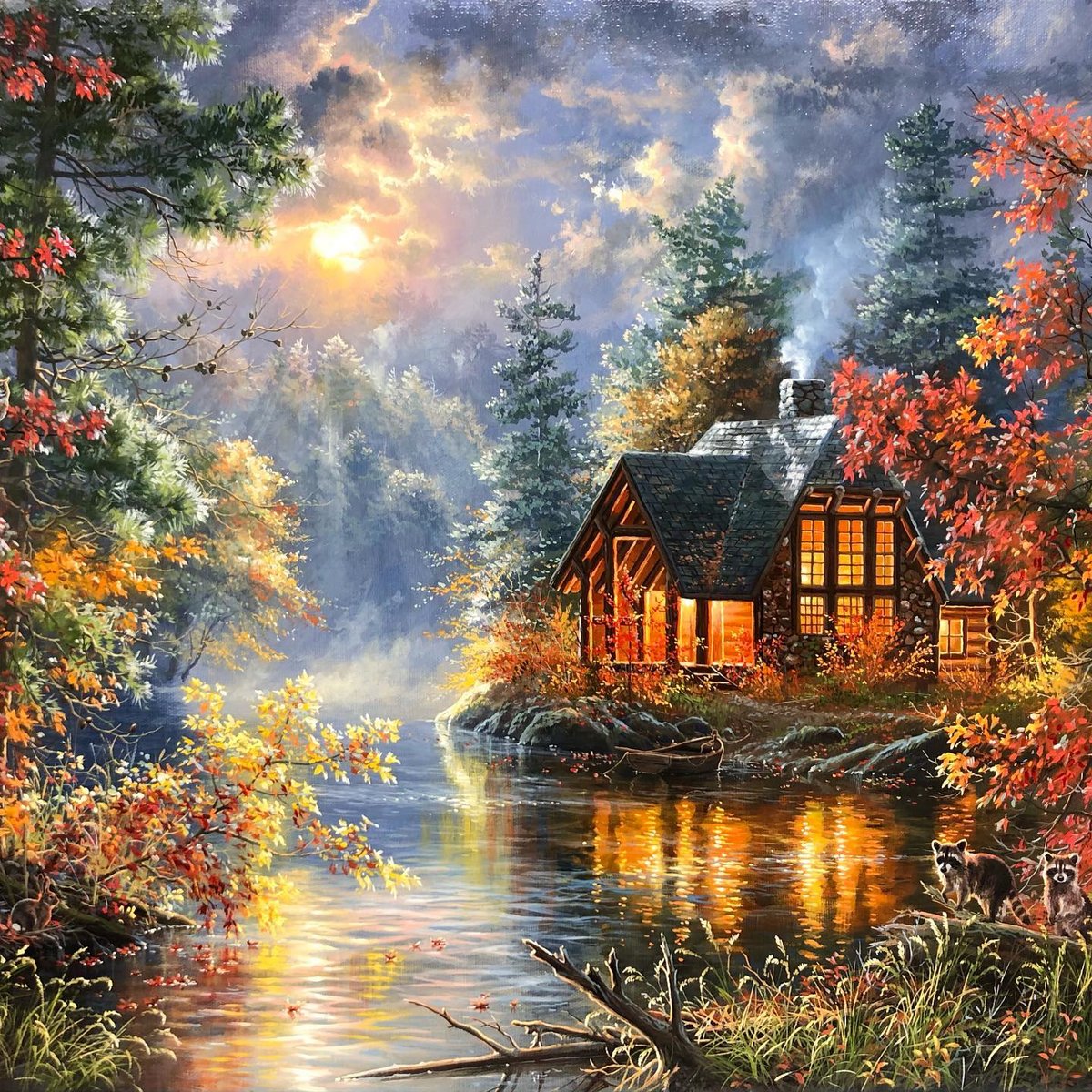 Абрахам Хантер - еноты, домик, абрахам хантер, природа, звери - оригинал