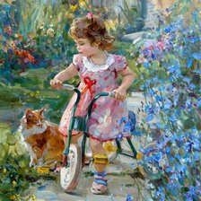 Схема вышивки «NIÑA EM TRICICLO»