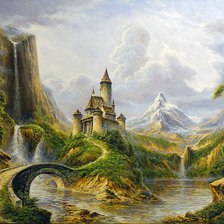 Оригинал схемы вышивки «"Замок в горах" по Стрелков Александр,» (№2559886)