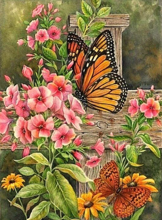 №2560502 - цветы, бабочки - оригинал