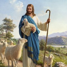 Оригинал схемы вышивки «Иисус Христос.и овцы» (№2560581)