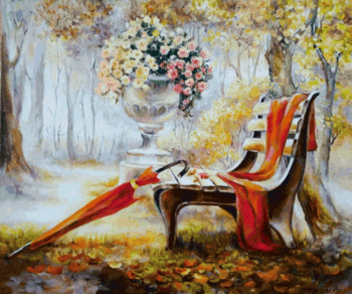 Осень - скамейка, пейзаж, осень - предпросмотр