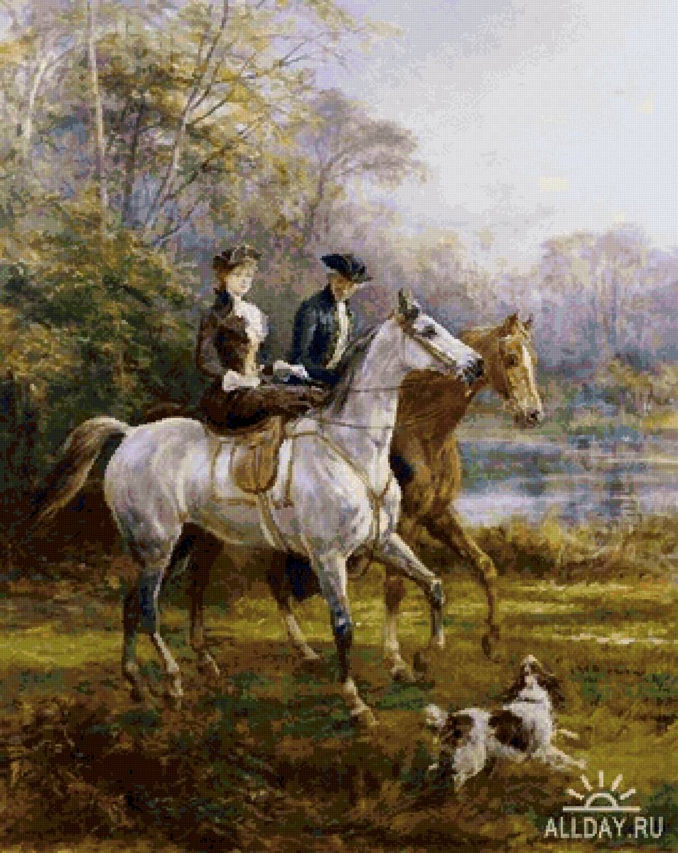 №2561133 - пейзаж, люди, пара, кони - предпросмотр