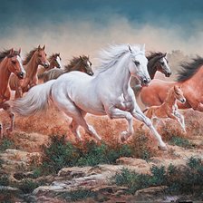 Схема вышивки «Бегущий табун. Рональд Ренни»