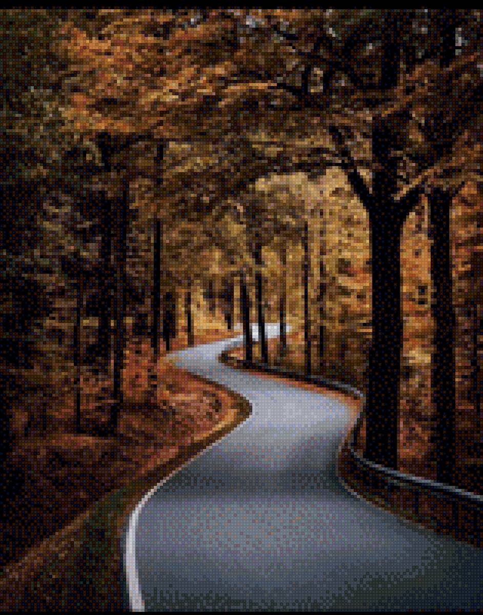 Осень - дорога, лес, осень - предпросмотр