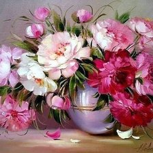 Схема вышивки «розовые пионы»