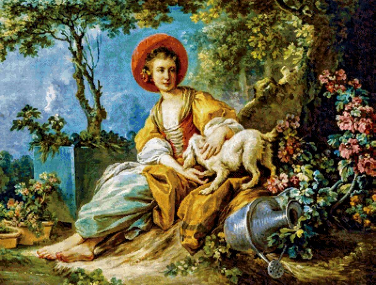 №2564622 - пейзаж, девушка, собака - предпросмотр