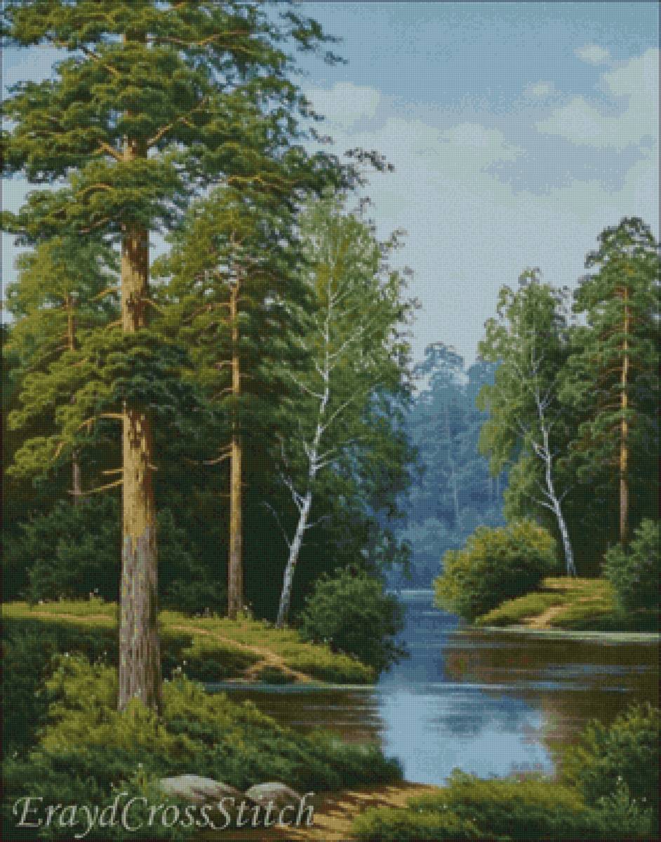 Река в сосновом бору - пейзаж, природа - предпросмотр