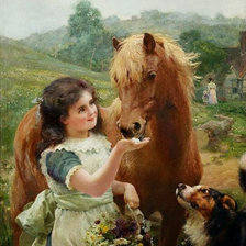 Схема вышивки «Девочка с пони»